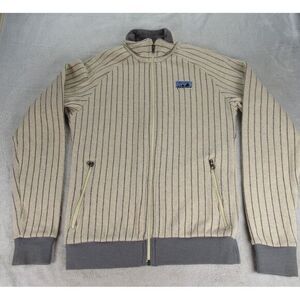 Patagonia Beige and Gray Striped Cardigan